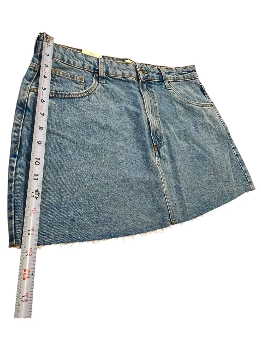 Cotton-On Denim Mini Skirt Mid Rise Fitted‎ Waist Vintage Look, Blue, Sz 34 / XL